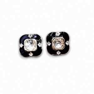 Vintage black flower earings / σκουλαρίκια vintage σε χρώμα μαύρο - ασήμι, ορείχαλκος, boho, νυφικά, επιπλατινωμένα