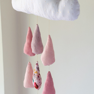 Κρεμαστό Διακοσμητικό Συννεφάκι με Ροζ Βροχή - Cloud Mobile - Δώρο για Νεογέννητο - Δώρο για Κοριτσάκι - Διακοσμητικά Τοίχου - Παιδικό Δωμάτιο - κορίτσι, συννεφάκι, βρεφικά, δώρα για μωρά, κρεμαστό διακοσμητικό - 2