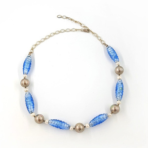 Κολιέ με βενετσιάνικες γυάλινες χάντρες, shell pearls και ασήμι 925 - ασήμι 925 - 2