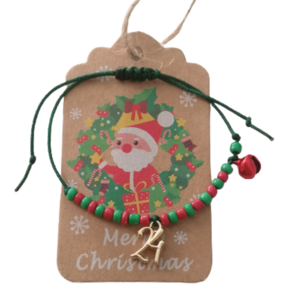 Βραχιόλι γουρι με επιχρυσωμενο 24, κόκκινες πρασινες χάντρες κ κουδουνακι - κορδόνια, χάντρες, χριστουγεννιάτικα δώρα, γούρια, οικονομικα γουρια