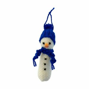 Υφαντό στολίδι χιονάνθρωπος - νήμα, χειροποίητα, χριστούγεννα, χιονάνθρωπος, στολίδια