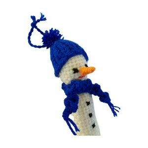 Υφαντό στολίδι χιονάνθρωπος - νήμα, χειροποίητα, χριστούγεννα, χιονάνθρωπος, στολίδια - 2