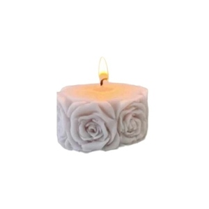 Κερί πλάκα στρογγυλή με λουλούδια γύρω γυρω - αρωματικά κεριά