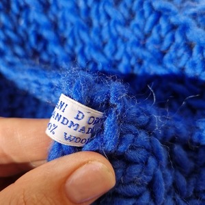 Ολόμαλλος χειροποίητος πλεκτός unisex λαιμός σε μπλε ρουά χρώμα 100% μάλλινο - μαλλί, λαιμοί - 5