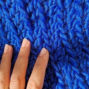 Ολόμαλλος χειροποίητος πλεκτός unisex λαιμός σε μπλε ρουά χρώμα 100% μάλλινο - μαλλί, λαιμοί - 2