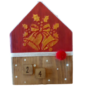 Χειροποίητο επιτραπέζιο ξύλινο σπιτάκι - γούρι 2024. - ξύλο, σπίτι, χριστουγεννιάτικα δώρα, γούρια, επιτραπέζιο διακοσμητικό