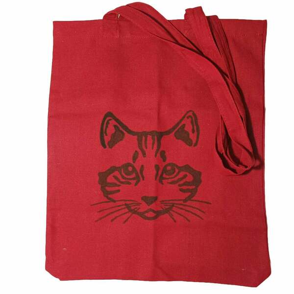 Τσάντα υφασμάτινη 41*36 Cat - ύφασμα, ώμου, all day, tote, πάνινες τσάντες
