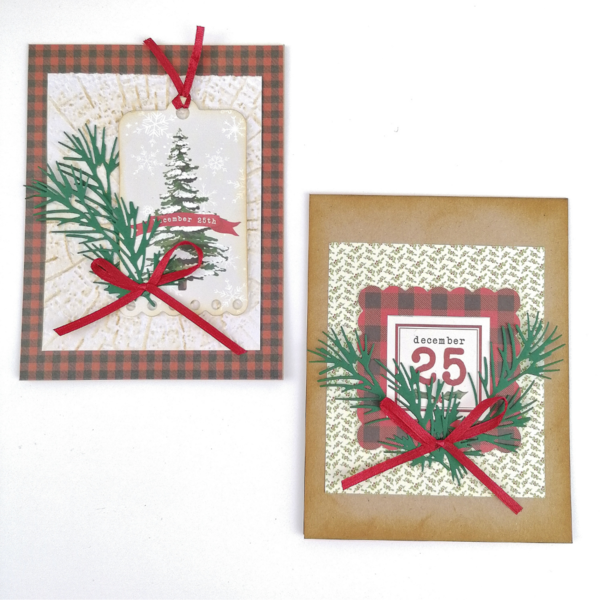 Χριστουγεννίατικη Κάρτα (σετ των 2) σε vintage στιλ - vintage, χαρτί, ευχετήριες κάρτες
