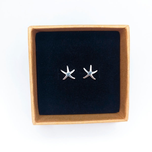 Ασημένια 925° σκουλαρίκια με αστερίες - ασήμι 925, καρφωτά, μικρά, αστερίας, φθηνά