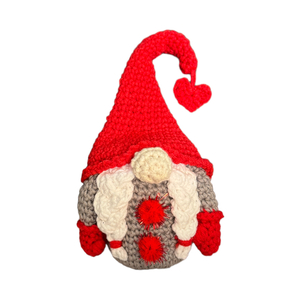 Gnome - Αγ. Βασίλης με Πλεξούδες | 16-18εκ. | Πλεκτό βαμβακερό χειροποίητο (με/χωρίς κρεμαστό) - νήμα, διακοσμητικά, χριστουγεννιάτικα δώρα, άγιος βασίλης
