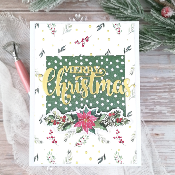 Ευχετήρια Κάρτα για τα Χριστούγεννα (10,4x14εκ.) σετ των 2 σε πράσινα και φούξια χρώματα - χαρτί, ευχετήριες κάρτες - 2