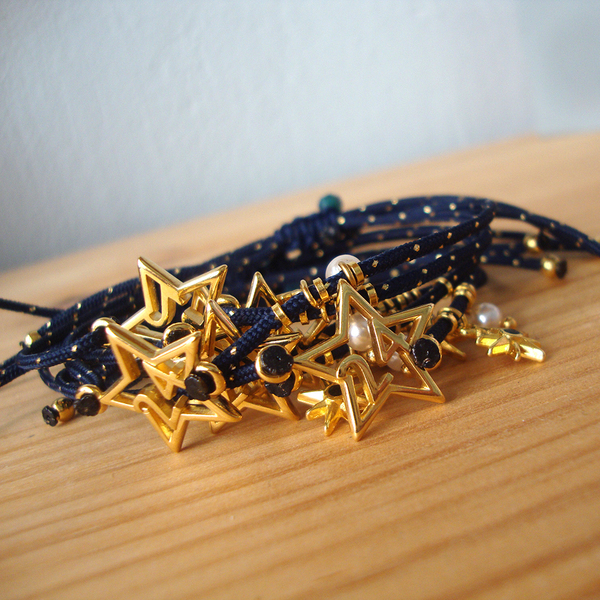 Επίχρυσο βραχιόλι γούρι "24" Αστέρι - κοσμήματα, πέρλες, χεριού, αυξομειούμενα, γούρια - 5