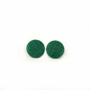 καρφωτά πράσινα στρογγυλά σκουλαρίκια - ύφασμα, καρφωτά, μικρά, ατσάλι, φθηνά