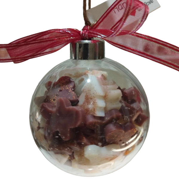Xριστουγεννιάτικη Mπαλα Γεμάτη Με Χειροποίητα Waxmelts Aπό Kερι Σόγιας Σε Χριστουγεννιάτικα Σχεδια Και Αρωμα Μελομακαρονο - αρωματικά κεριά, χριστουγεννιάτικα δώρα, αρωματικό χώρου, 100% φυτικό, soy wax - 2