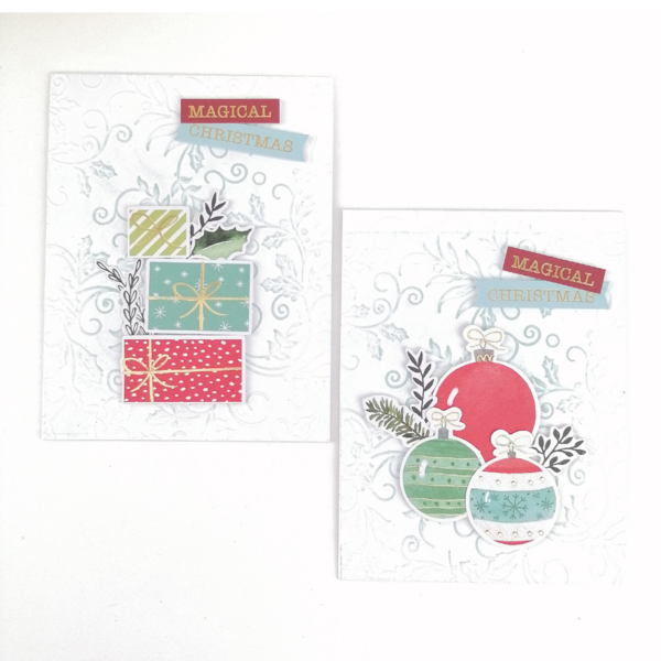 Ευχετήρια Κάρτα Χριστουγεννιάτικη μπάλες και δώρα (10,4x14εκ.) σετ των 2 - χαρτί, ευχετήριες κάρτες