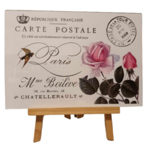 Αφίσα 21x30εκ. French Carte Postale Pink Roses - πίνακες & κάδρα