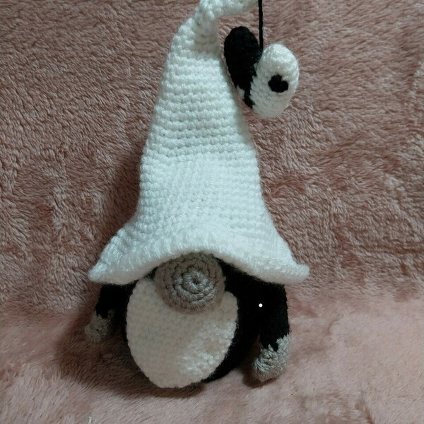 Πλεκτός νάνος-ξωτικό (gnome) yin-yang 23cm - ύφασμα, crochet, amigurumi, μινιατούρες φιγούρες, αξεσουάρ γραφείου - 2