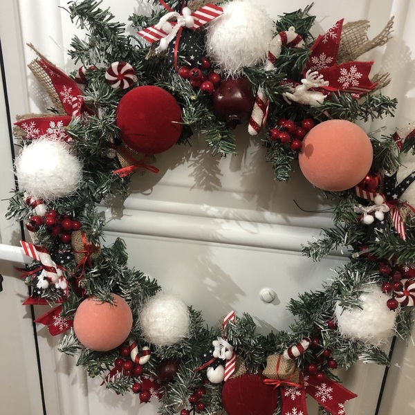 Χριστουγεννιατικο στεφάνι πόρτας - πλαστικό, στεφάνια, διακοσμητικά - 3