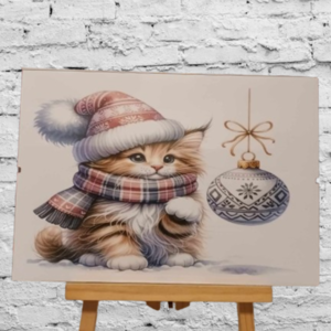 Αφίσα 21x30εκ. με κορνίζα με κλιπ και τζάμι, Christmas Kitten - πίνακες & κάδρα - 2