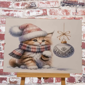 Αφίσα 21x30εκ. με κορνίζα με κλιπ και τζάμι, Christmas Kitten - πίνακες & κάδρα - 4