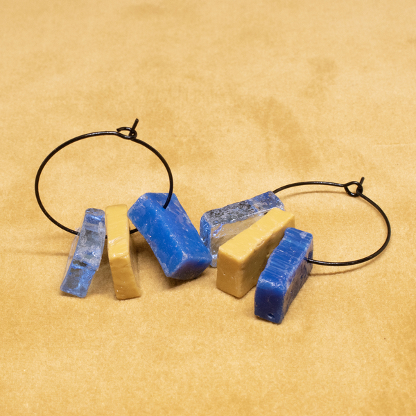 Μοναδικά σκουλαρίκια από πέτρωμα - γυαλί, κρίκοι, μικρά