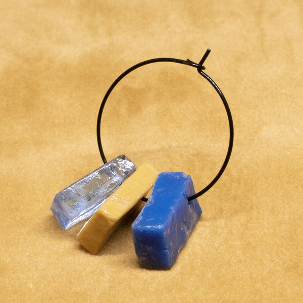 Μοναδικά σκουλαρίκια από πέτρωμα - γυαλί, κρίκοι, μικρά - 3