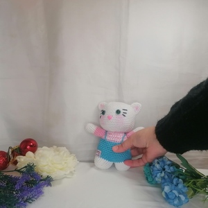 Η πλεκτή χειροποίητη κούκλα είναι φτιαγμένη με αγάπη 16 cm - κορίτσι, αγόρι, λούτρινα, amigurumi, χριστουγεννιάτικα δώρα - 3