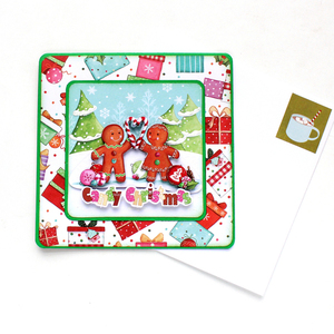 Χριστουγεννιάτικη 3d ευχετήρια τετράγωνη κάρτα "Candy Christmas" - χαρτί, ευχετήριες κάρτες