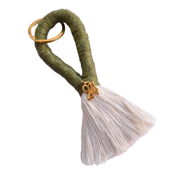 Γούρι μπρελόκ κλειδιών από βαμβακερό νήμα πράσινο 12cm - νήμα, αξεσουάρ, πλεκτά μπρελόκ, γούρι 2024