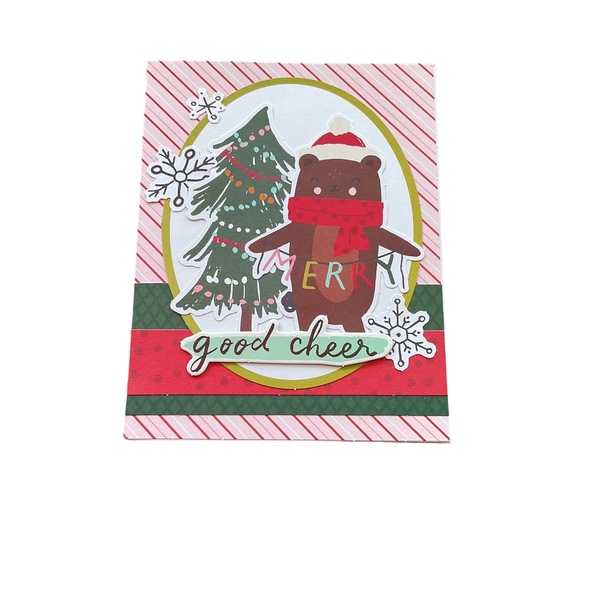 Κάρτα Χριστουγεννιάτικη Αρκουδάκος - χαρτί, νονά, ευχετήριες κάρτες, δέντρο, προσωποποιημένα