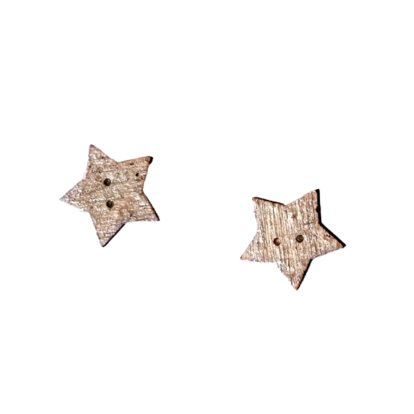 Ξύλινα σκουλαρίκια "Αστέρι" σε φούξια χρώμα - ξύλο, αστέρι, καρφωτά, μικρά, χριστουγεννιάτικα δώρα - 3