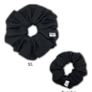 Black glitter XL scrunchie - ύφασμα, για τα μαλλιά, χριστούγεννα, λαστιχάκια μαλλιών - 2