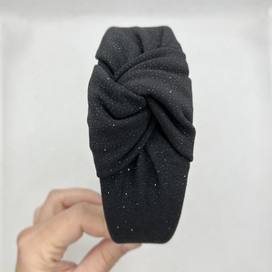 Black glitter knot hairband - ύφασμα, για τα μαλλιά, χριστούγεννα, στέκες - 3