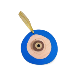 Κρεμαστό Ξύλινο Διακοσμητικό 6cm μάτι σε φυσική απόχρωση - ξύλο, νονά, μαμά, στολίδια, μπάλες