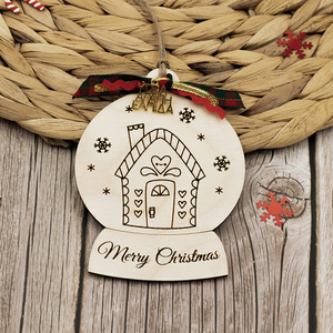 Στολίδι χριστουγεννιάτικο, Merry christmas - ξύλο, σπίτι, γούρια, προσωποποιημένα, μπάλες - 2