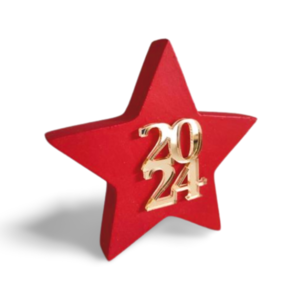 Ξύλινο Διακοσμητικό 10cm Κόκκινο Αστέρι 2024 - αστέρι, νονά, plexi glass, δασκάλα, γούρια