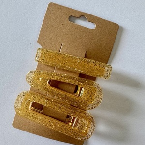 Gold glittery - πλαστικό, εποξική ρητίνη, hair clips