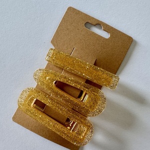 Gold glittery - πλαστικό, εποξική ρητίνη, hair clips - 2