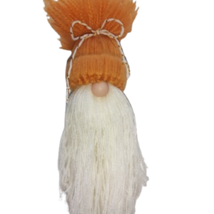 Orange Gnome Ornament knitted 22×3×7cm - vintage, νήμα, διακοσμητικά, προσωποποιημένα - 3