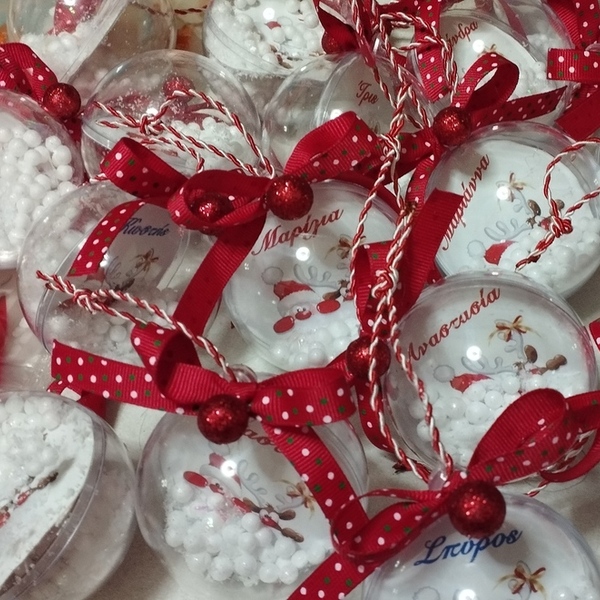 Προσωποποιημένη χριστουγεννιάτικη μπάλα - πλαστικό, άγιος βασίλης, στολίδια, προσωποποιημένα, μπάλες - 3
