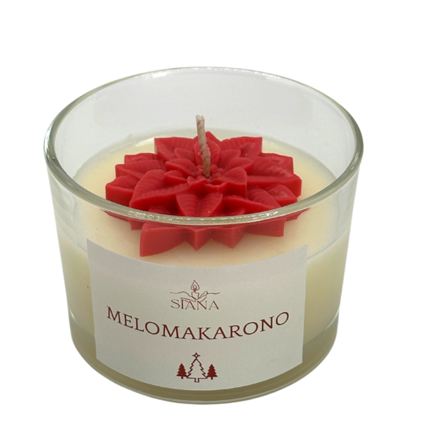 Χειροποίητο κερί σόγιας με σχέδιο αλεξανδρινό λουλούδι - αρωματικά κεριά, χριστουγεννιάτικα δώρα, κερί σόγιας, vegan κεριά