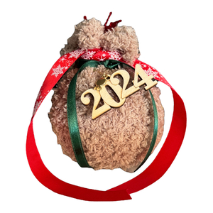 Γούρι 2024 - Ρόδι Μπεζ Χρυσοκλωστή Soft | 14εκ. | Πλεκτό Χειροποίητο - νήμα, ρόδι, χριστουγεννιάτικα δώρα, γούρια