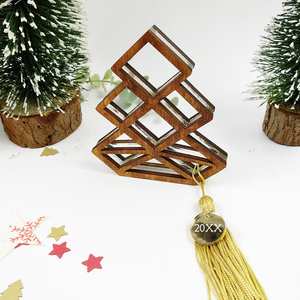 Χριστουγεννιάτικο Δέντρο με Γεωμετρικά Σχήματα-Γούρι 2024 - ξύλο, plexi glass, γούρια, δέντρο - 2