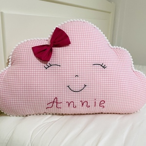 Μαξιλάρι ροζ σύννεφο για κορίτσι με κεντημένο όνομα - μαξιλάρια - 4