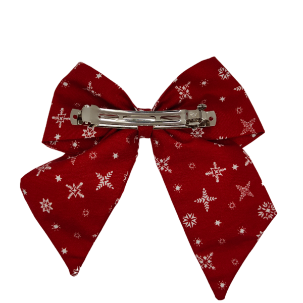 Κόκκινος χριστουγεννιάτικος φιόγκος - ύφασμα, χριστούγεννα, merry christmas, χριστουγεννιάτικα δώρα, hair clips - 3