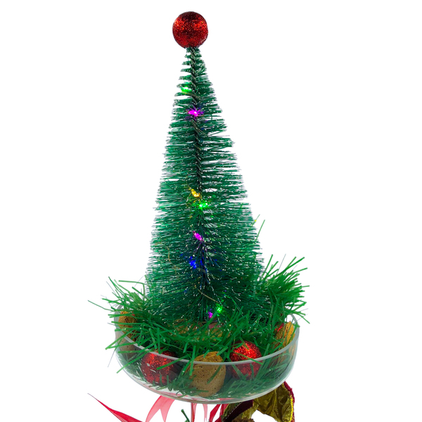 Χριστουγεννιάτικο διακοσμητικό πράσινο δεντράκι σε γυάλινη βάση. Διαστάσεις: 32*11 εκ. - πλαστικό, διακοσμητικά, χριστουγεννιάτικα δώρα, δέντρο - 4