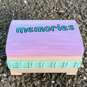 Ξύλινο χειροποίητο "memories" - Λιλά/ Μέντα- 18*12*10 cm - δώρα γενεθλίων, δώρο έκπληξη - 2