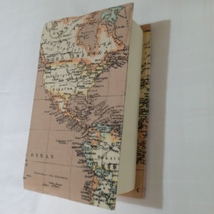 Θήκη βιβλίου λογοτεχνίας , από ύφασμα, με σχέδιο τον χάρτη - ύφασμα, θήκες βιβλίων