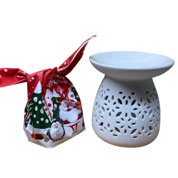 Σετ Δωρου: Λευκος Κεραμικος Αρωματιστης Με Ενα Σακουλακι Χριστουγεννιατικα Waxmelts ( 5 τεμ. ) Σε Αρωμα Της Επιλογης Σας - γυαλί, χριστουγεννιάτικα δώρα, αρωματικό χώρου, κεριά & κηροπήγια, soy wax - 2
