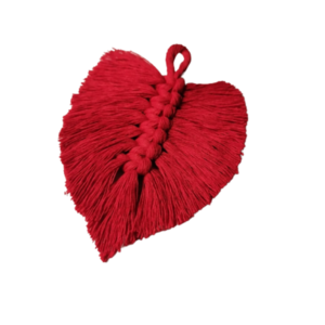 Macrame Heart Decoration Red 14×2×9cm - καρδιά, μακραμέ, κορδόνια, διακοσμητικά